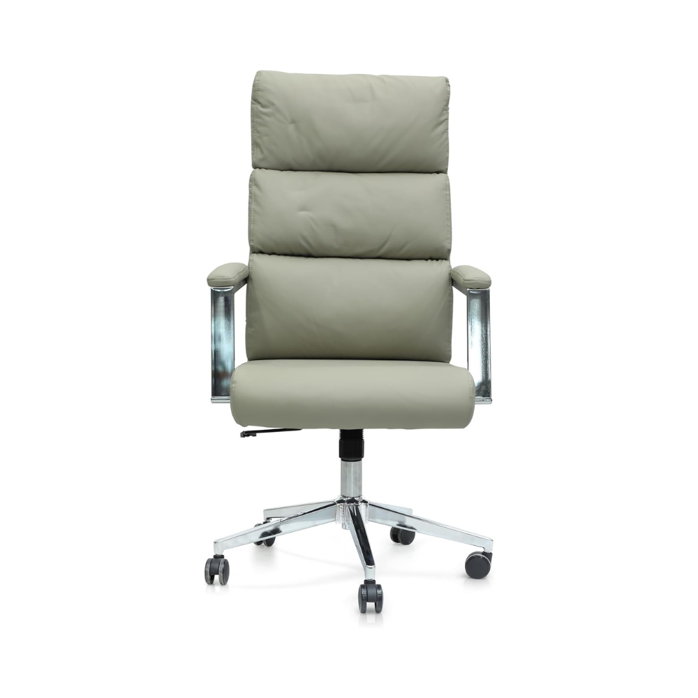 Ergonomic Beige Faux Leather Office Chair with Adjustable Height, Lumbar Support & 360° Swivel-GCC Home Center