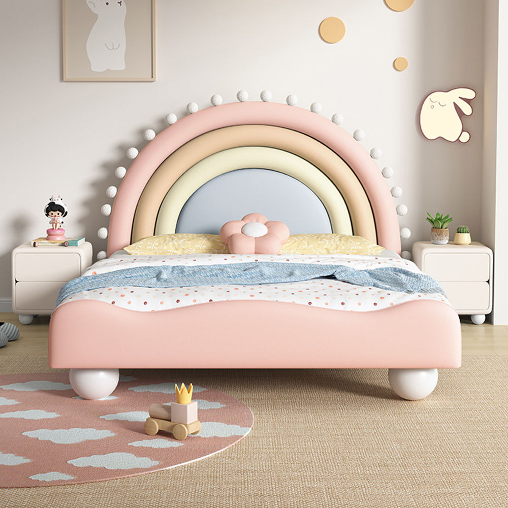 COOLBABY ZLJ1124 Children's Bed Girls Princess Bed Cartoon Rainbow Bed-GCC Home Center