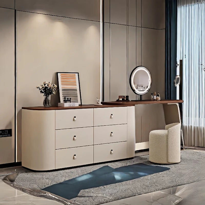 COOLBABY Luxury modern simple solid wood red dresser corner with LED light makeup table small-GCC Home Center