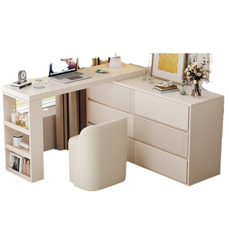 COOLBAY Lacquered solid wood dressing table bedroom modern simple makeup table bucket cabinet one light luxury senior sense makeup table-GCC Home Center