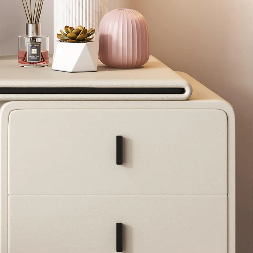 White Vanity Table Twined from Left Side with Two Storage Drawers, Mirror and Stool-GCC Home Center