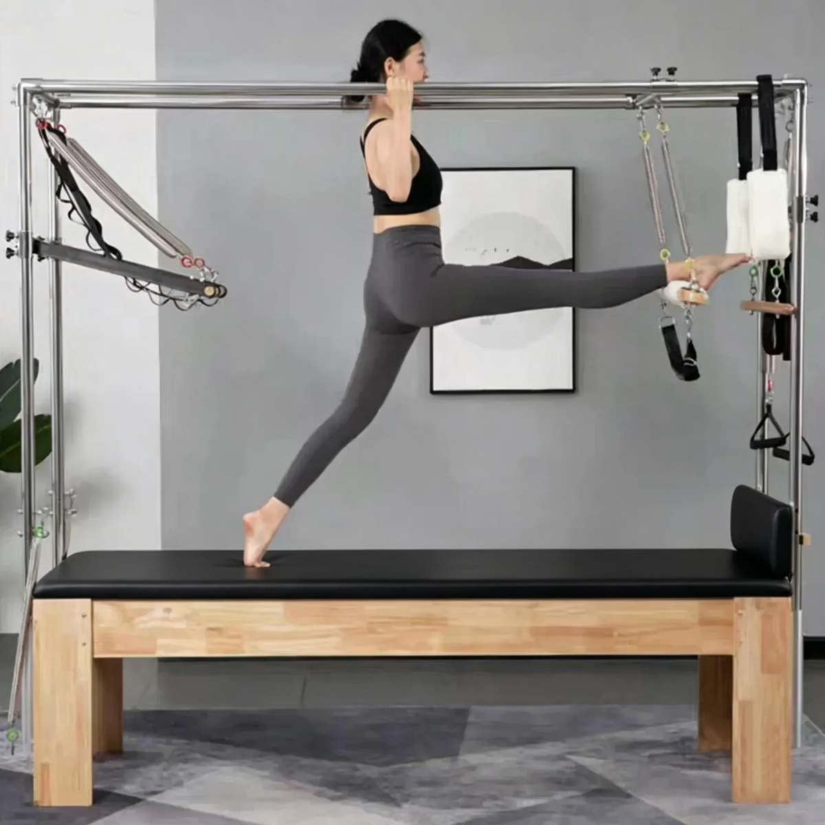 Oak Frame Pilates Cadillac Full Trapeze Table