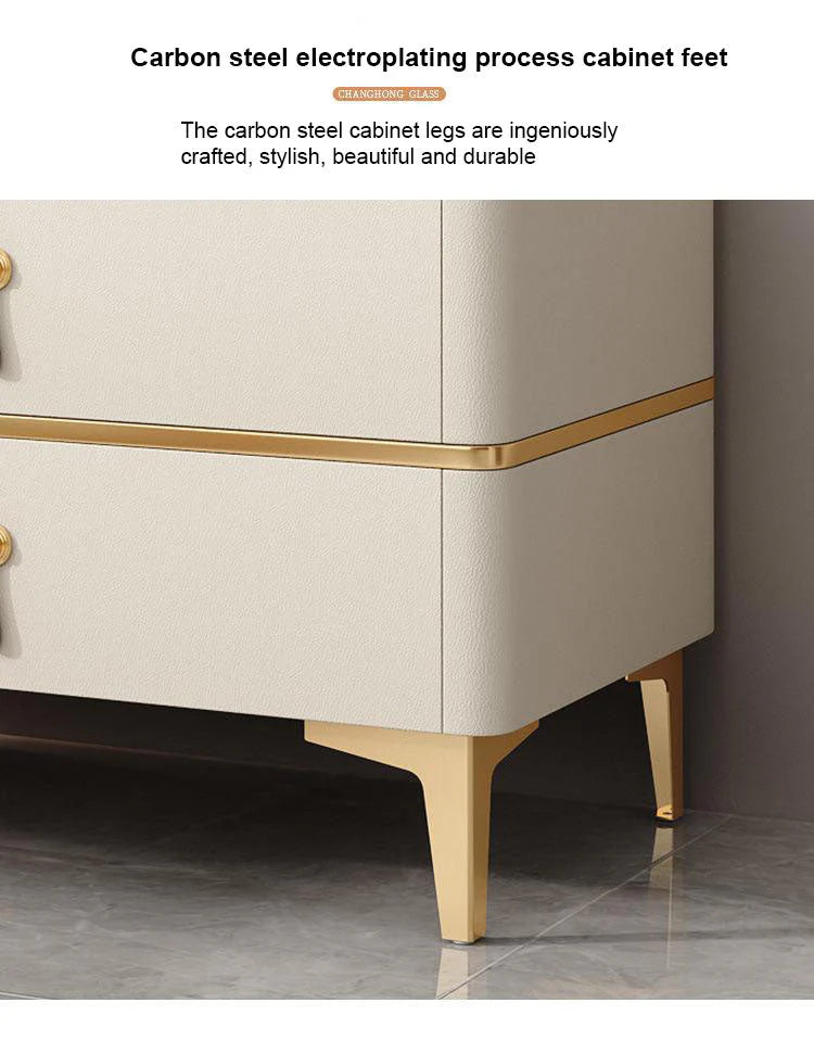 Bedside Table, Solid Wood with Iron Metal Legs White Nightstand Table-GCC Home Center