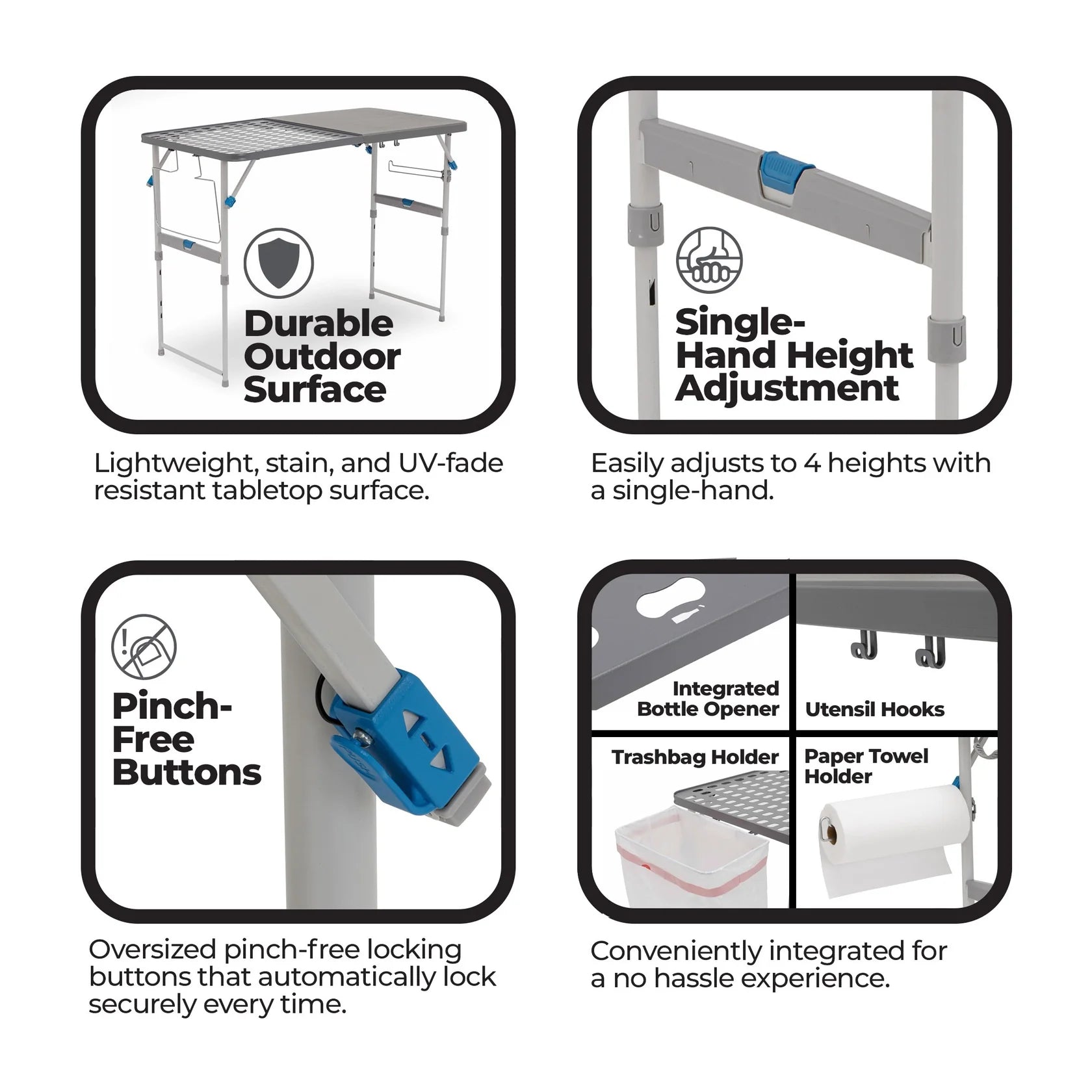 Core 4 Foot Tailgating Table – Adjustable Height, Camping Table