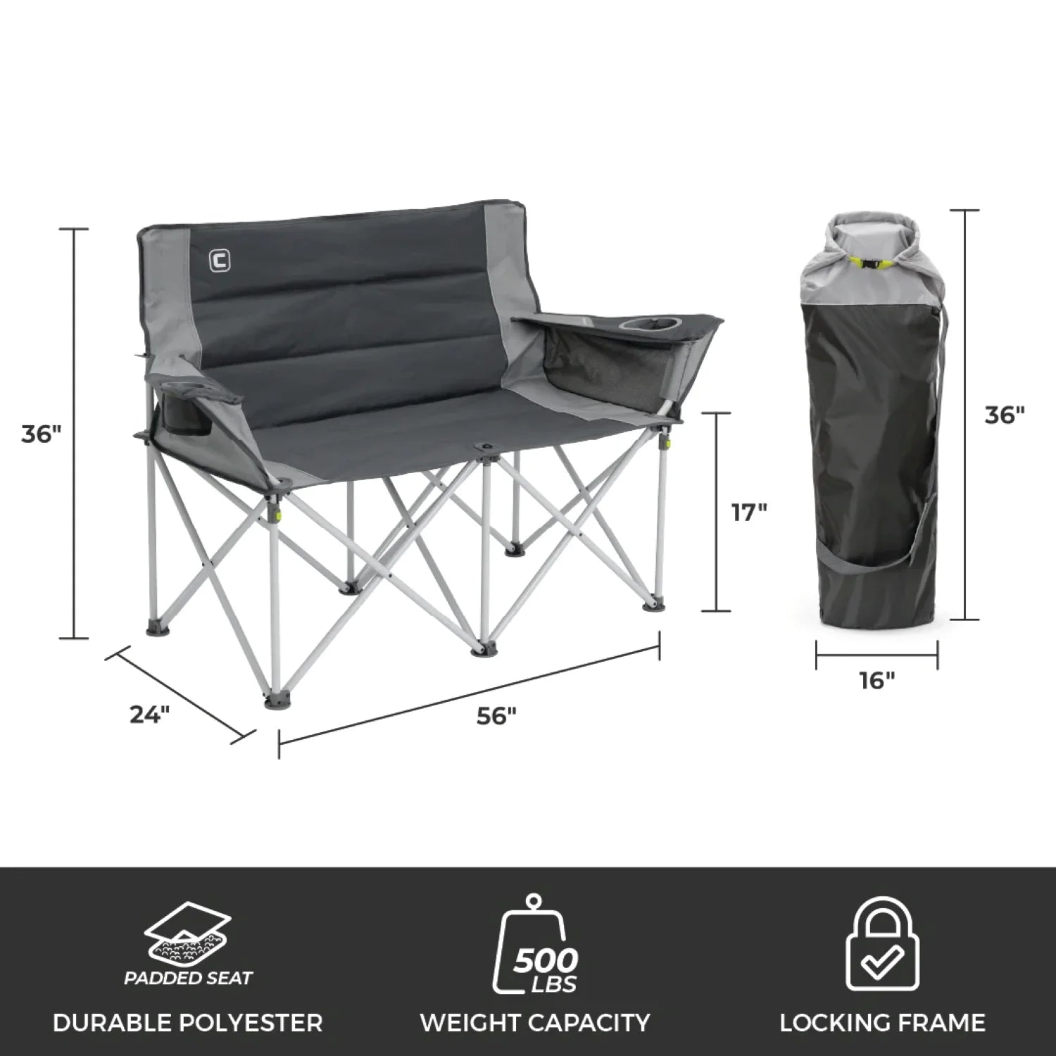 CORE Double Chair – Padded, Oversized Comfort for Two, Outdoor And Camping Chair