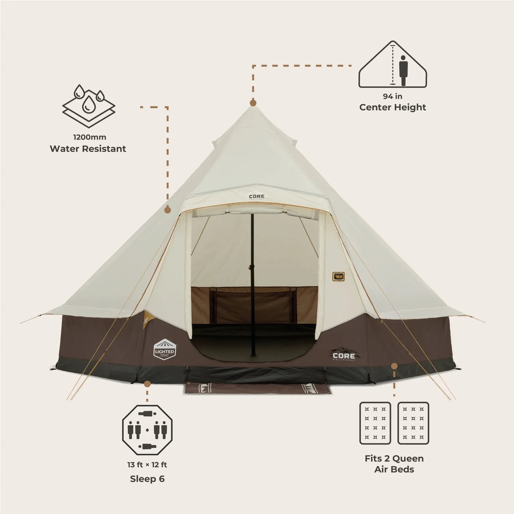 CORE 6 Person Lighted Bell Tent
