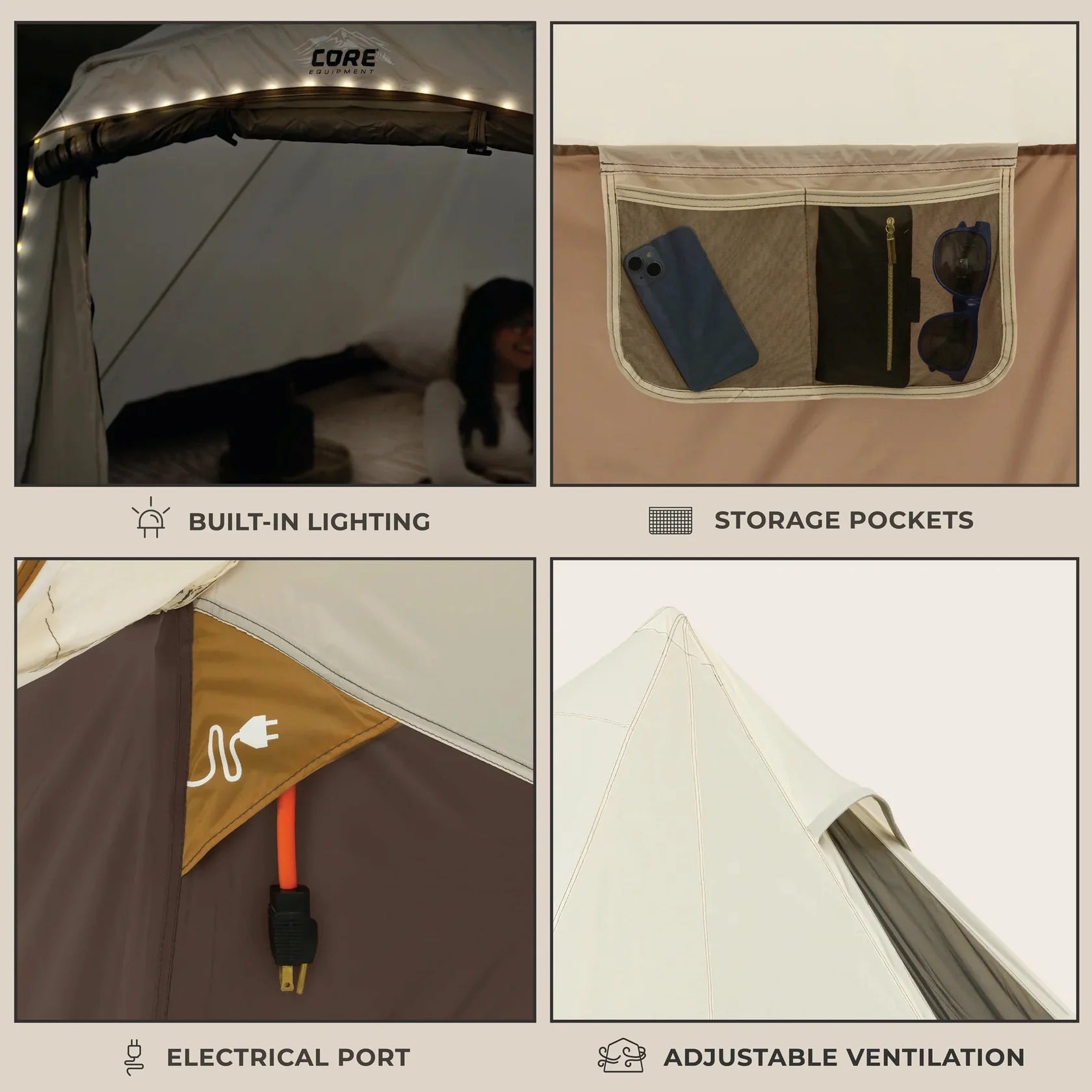 CORE 6 Person Lighted Bell Tent