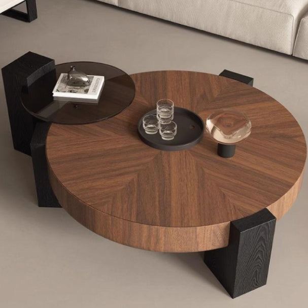Jilphar Furniture Mid Century Nordic Minimalist Modern Round Walnut Solid Wood Vintage Coffee Table JP4055-GCC Home Center