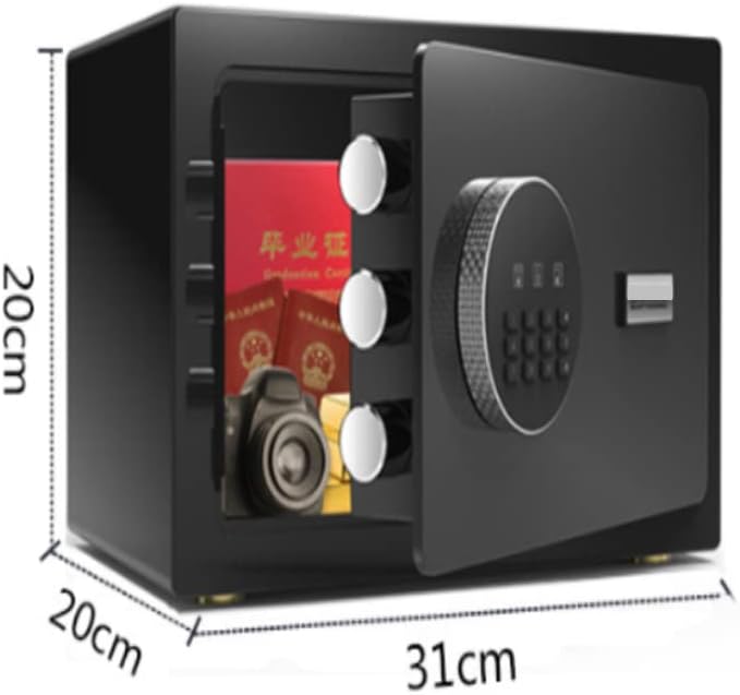 COOLBABY Hotel Safe Box Large Steel Strongbox with Hotel Style Digital Lock and Key Entry for Home Office Business-Black
