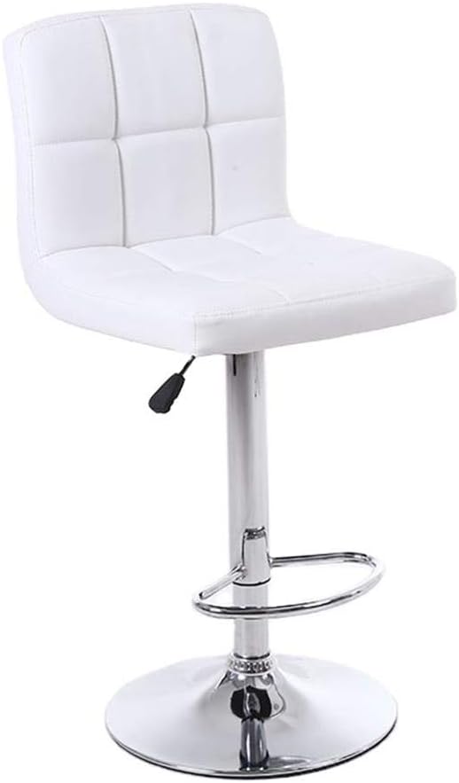 LANNY White Color PU Leather Barstool High Chair for Kitchen Bar Shop, Adjustable Height Up and Down Office Furniture-GCC Home Center