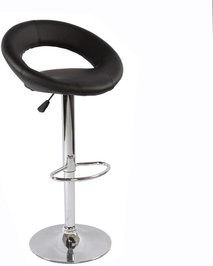 Adjustable Swivel Bar Stool with Footrest, Ergonomic PU Leather Chair for Kitchen & Bar Counter (Black)-GCC Home Center