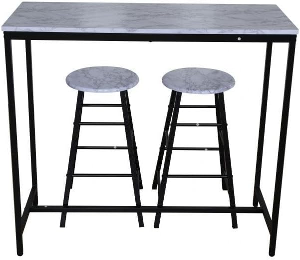 3-Piece Rectangular Dining Bar Set | Sturdy Kitchen Dining Table With 2 Dining Chairs-GCC Home Center