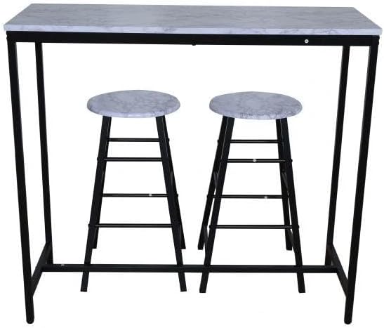 3-Piece Rectangular Dining Bar Set | Sturdy Kitchen Dining Table With 2 Dining Chairs-GCC Home Center