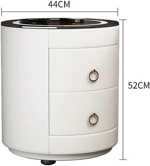Nightstand Bedside Round Table with Smart Wireless Charging-GCC Home Center