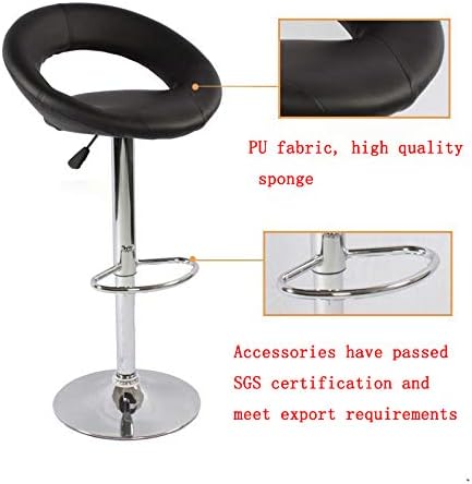 Adjustable Swivel Bar Stool with Footrest, Ergonomic PU Leather Chair for Kitchen & Bar Counter (Black)-GCC Home Center