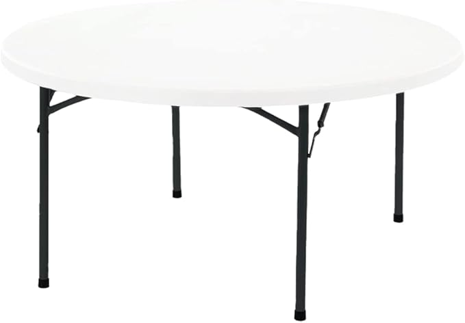Plastic Outdoor Table, 115 cm Diameter Folding and Portable, Round, Heavy Duty Steel Base, Folding Legs-GCC Home Center