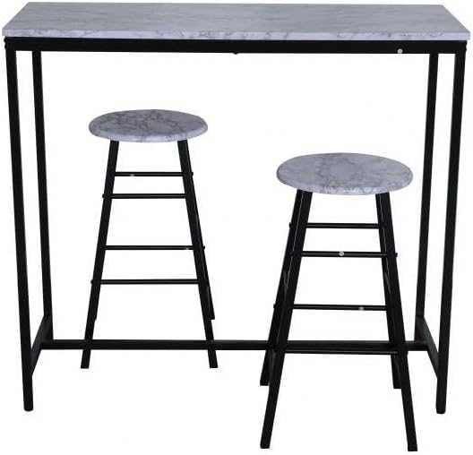 3-Piece Rectangular Dining Bar Set | Sturdy Kitchen Dining Table With 2 Dining Chairs-GCC Home Center