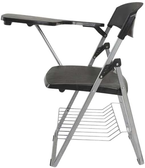 Mahmayi Kelvin S234A Folding Student Chair - Plastic Folding Chair With Writing Tablet - Foldable Chair With Polypropylene Tablet (Black) (Student Chair)