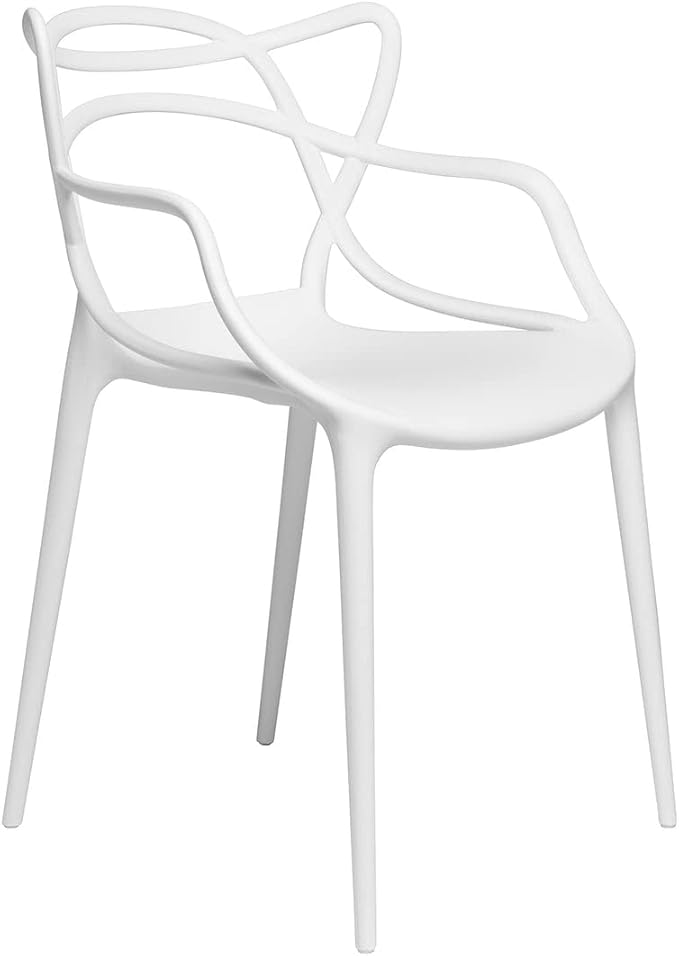 Masters Entangled Plastic Chair For Kitchen Garden Lounge Meeting Room - White-GCC Home Center