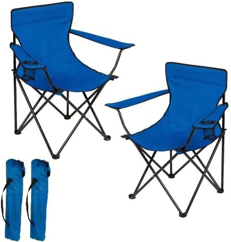 2 Pcs Portable Folding Beach Chair Multi-Purpose Camping Chair for Adult, Supports 110kgs Load With Carry Bag-GCC Home Center