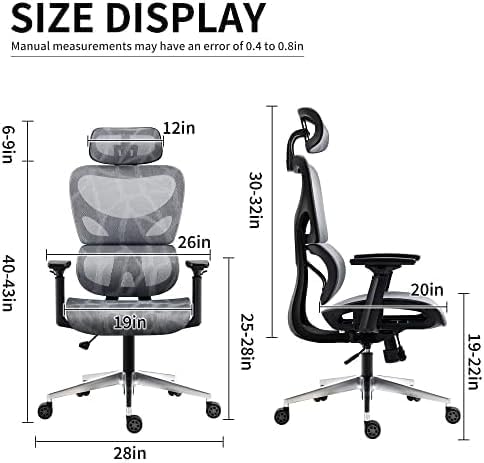 High Back Thick Cushion Computer Chair with Headrest and 3D Armrests, Adjustable Height Home Gaming Chair (Grey),-GCC Home Center