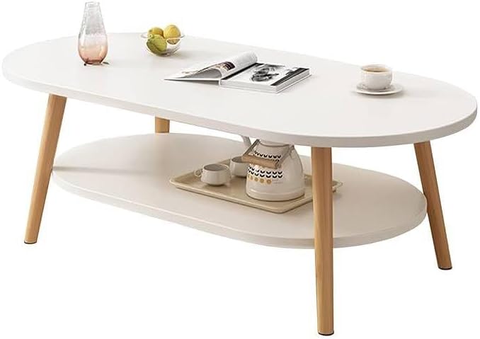 Modern Coffee Table, 2-Tier Oval Side Table (120x60cm)