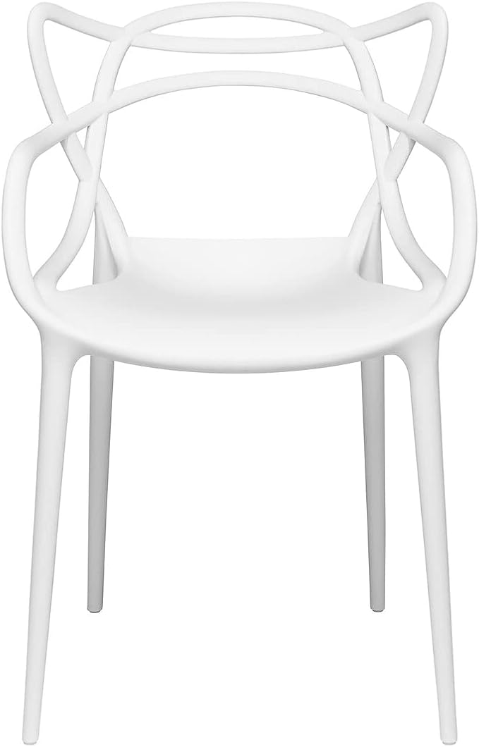 Masters Entangled Plastic Chair For Kitchen Garden Lounge Meeting Room - White-GCC Home Center