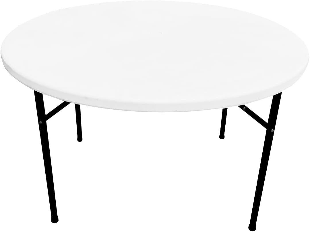 Plastic Outdoor Table, 115 cm Diameter Folding and Portable, Round, Heavy Duty Steel Base, Folding Legs-GCC Home Center
