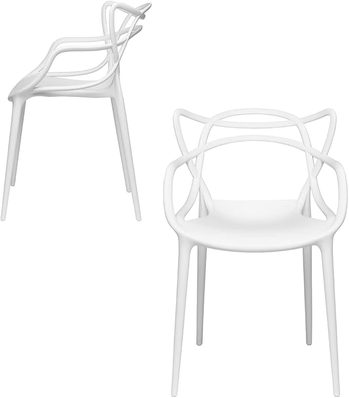 Masters Entangled Plastic Chair For Kitchen Garden Lounge Meeting Room - White-GCC Home Center