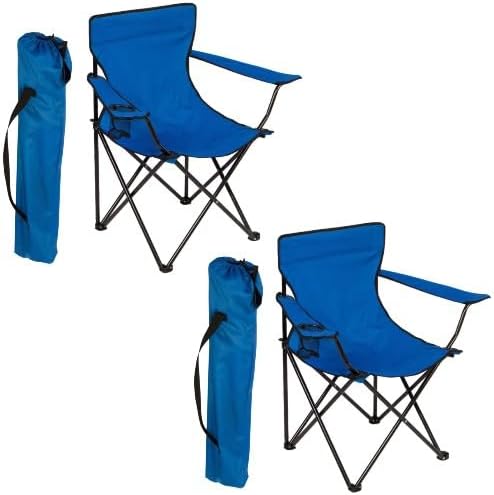 2 Pcs Portable Folding Beach Chair Multi-Purpose Camping Chair for Adult, Supports 110kgs Load With Carry Bag-GCC Home Center