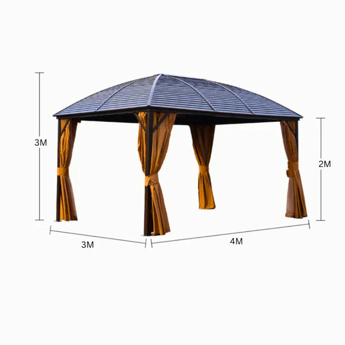 3x4m Rectangular Roof Aluminum Gazebo Brown-GCC Home Center