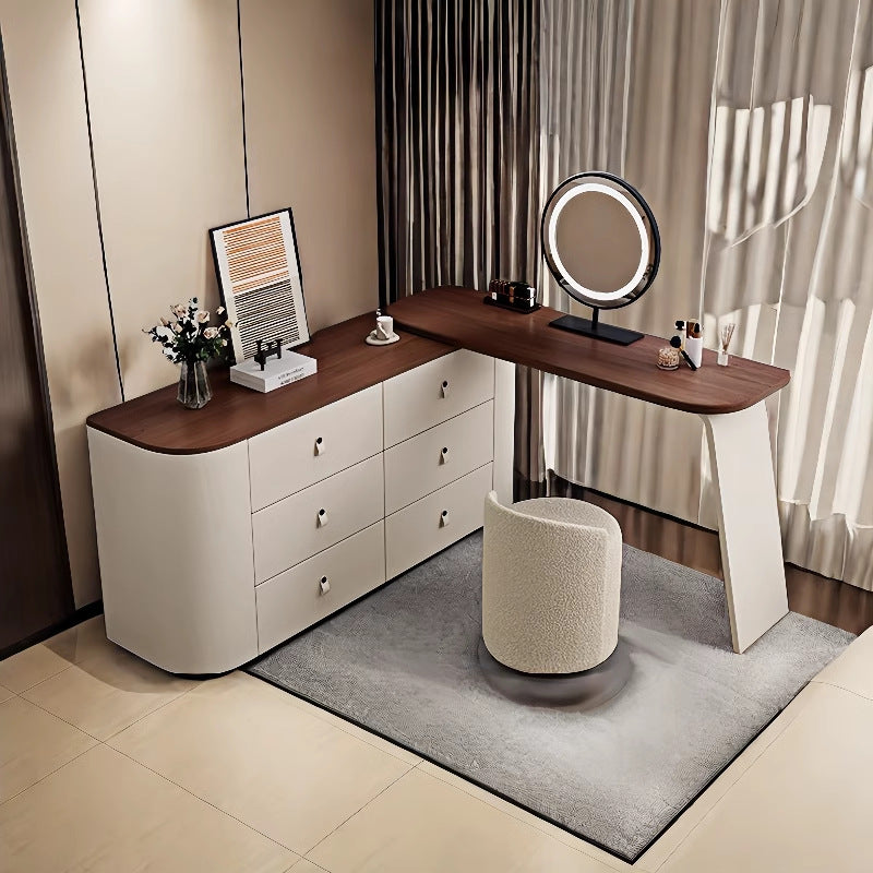 COOLBABY Luxury modern simple solid wood red dresser corner with LED light makeup table small-GCC Home Center