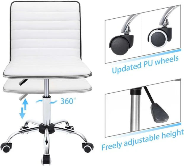Leather Swivel Executive Chair Stylish Ribbed Mid Back Design Ideal for Office-GCC Home Center