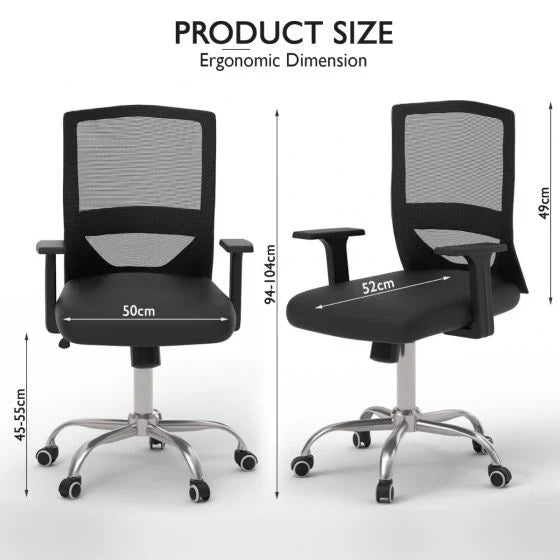 Medium Back Mesh Office chair with Lumbar Support Black-GCC Home Center