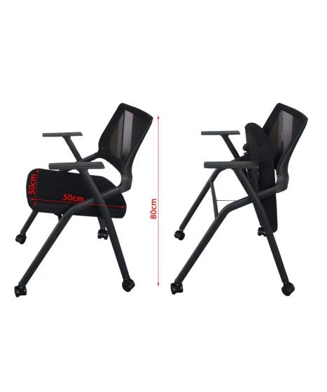 Folding Heavy Duty Chair with Wheels & Foldable Arm Tablet for Home | School | Study Chair-GCC Home Center