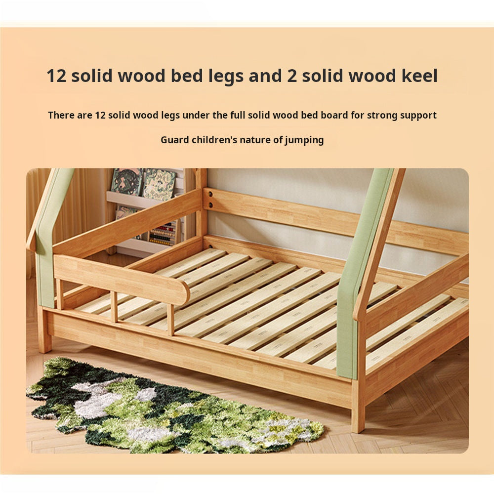 COOLBABY ZLJ1119 Nordic solid wood children's bed tent bed with guardrail-GCC Home Center