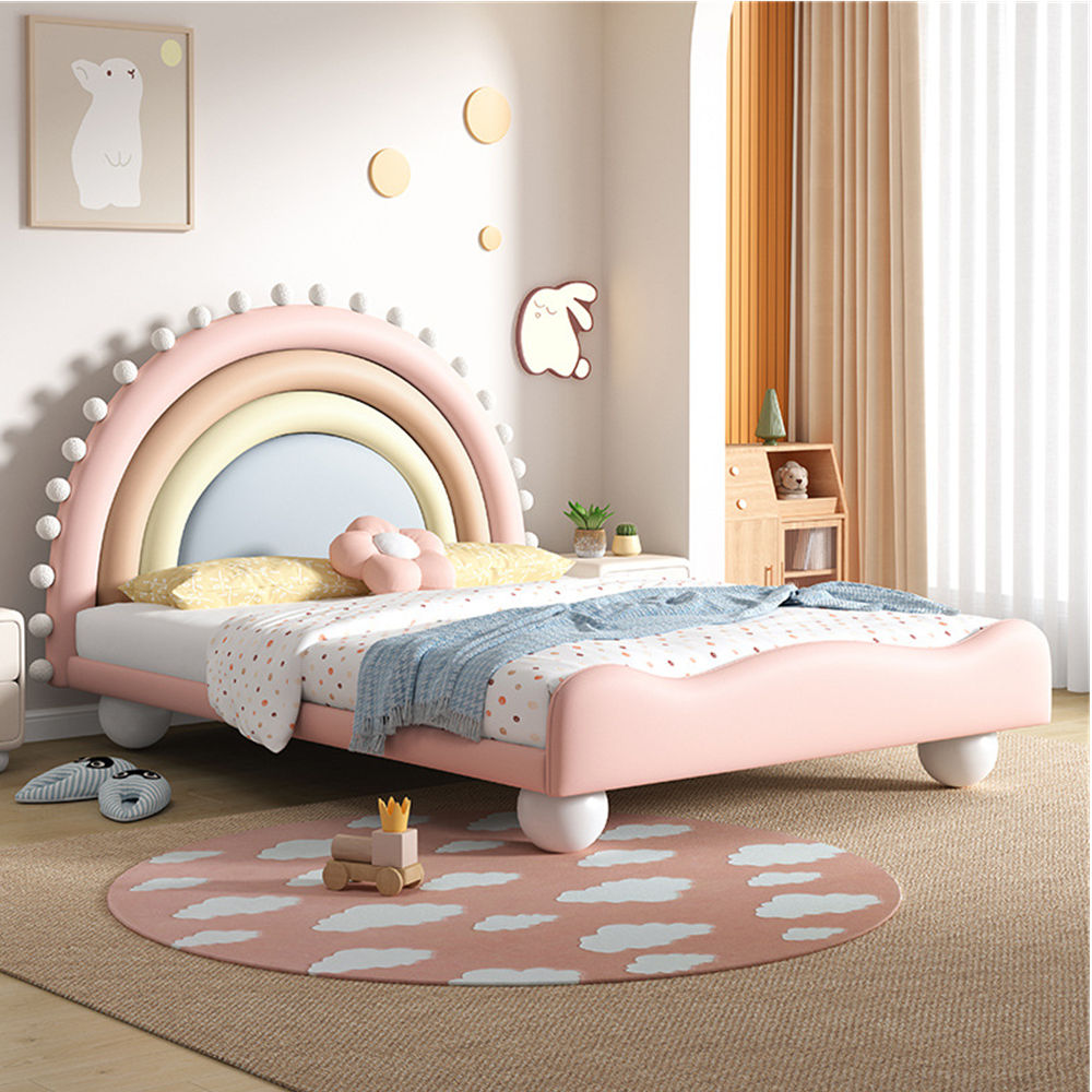 COOLBABY ZLJ1124 Children's Bed Girls Princess Bed Cartoon Rainbow Bed-GCC Home Center