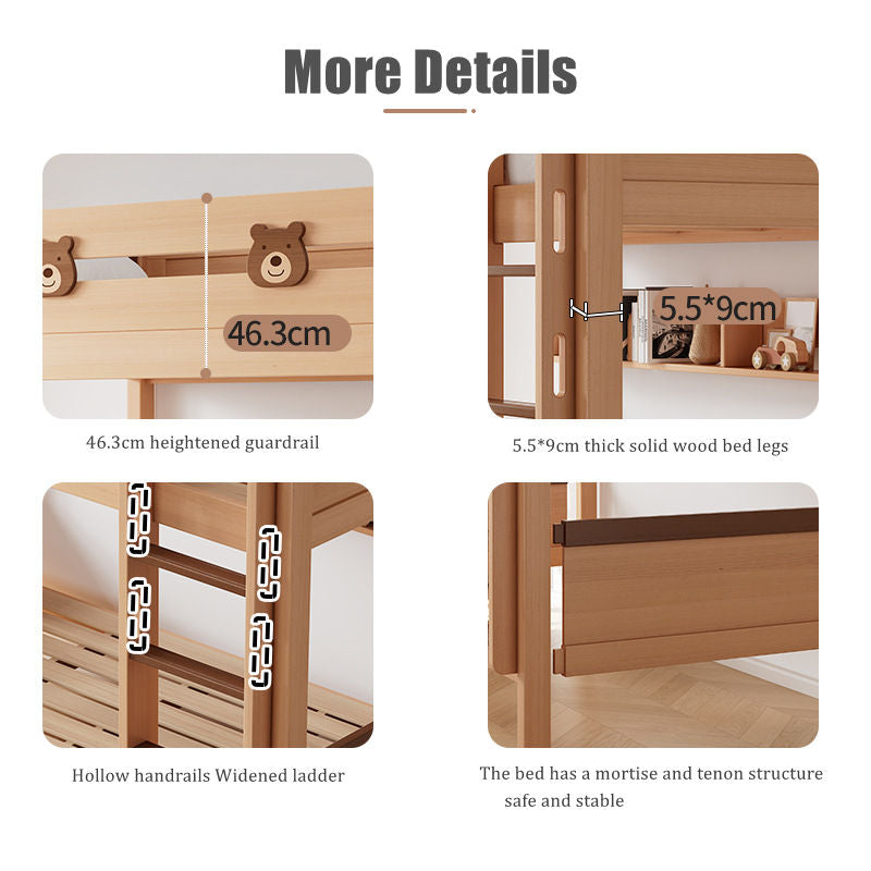 COOLBABY ZLJ1115 Children's Solid Wood Bed Double Bed Stairs Ladder Bunk Bed-GCC Home Center