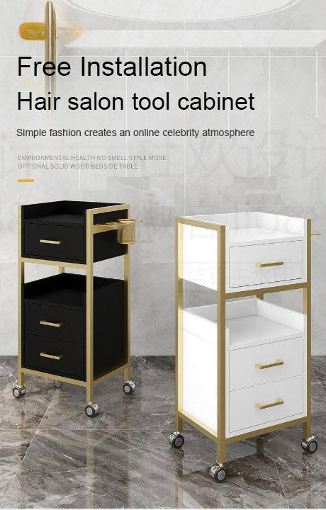 Hairdressing Tool Cabinet, Beauty Salon Trolley on Wheels, Makeup Storage Drawers, Hair Accessories Storage Cabinet-GCC Home Center