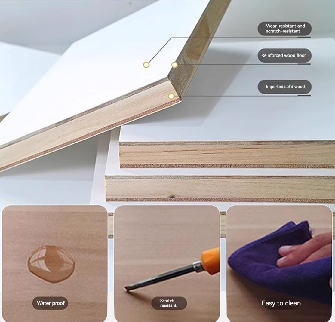 COOLBAY Lacquered solid wood dressing table bedroom modern simple makeup table bucket cabinet one light luxury senior sense makeup table-GCC Home Center