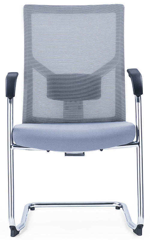 Medium Back Ergonomic Office Bow Chair – White Frame with Black Mesh and Fabric