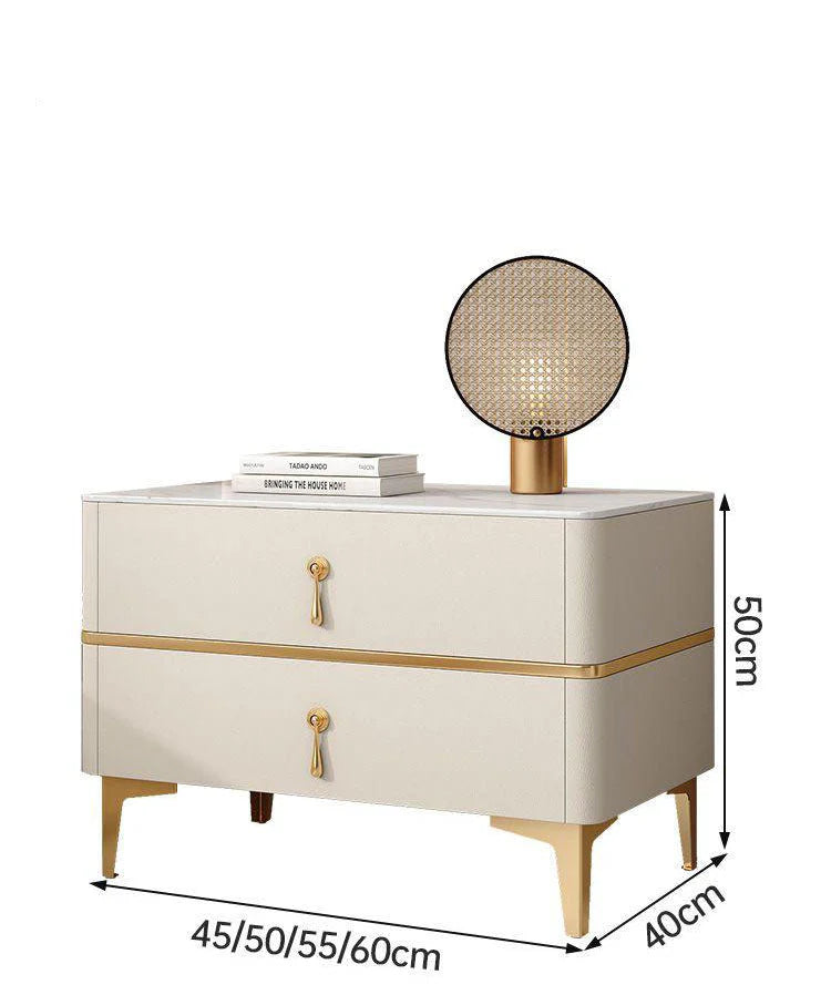 Bedside Table, Solid Wood with Iron Metal Legs White Nightstand Table-GCC Home Center