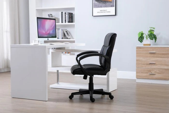 Basics Ergonomic PU Chair - Black Office Chair-GCC Home Center