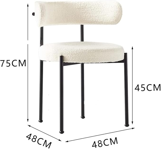 Luxurious Modern Dining Chairs - Stainless Steel Leg, Lamb Wool Single Lounge Chair - White-GCC Home Center