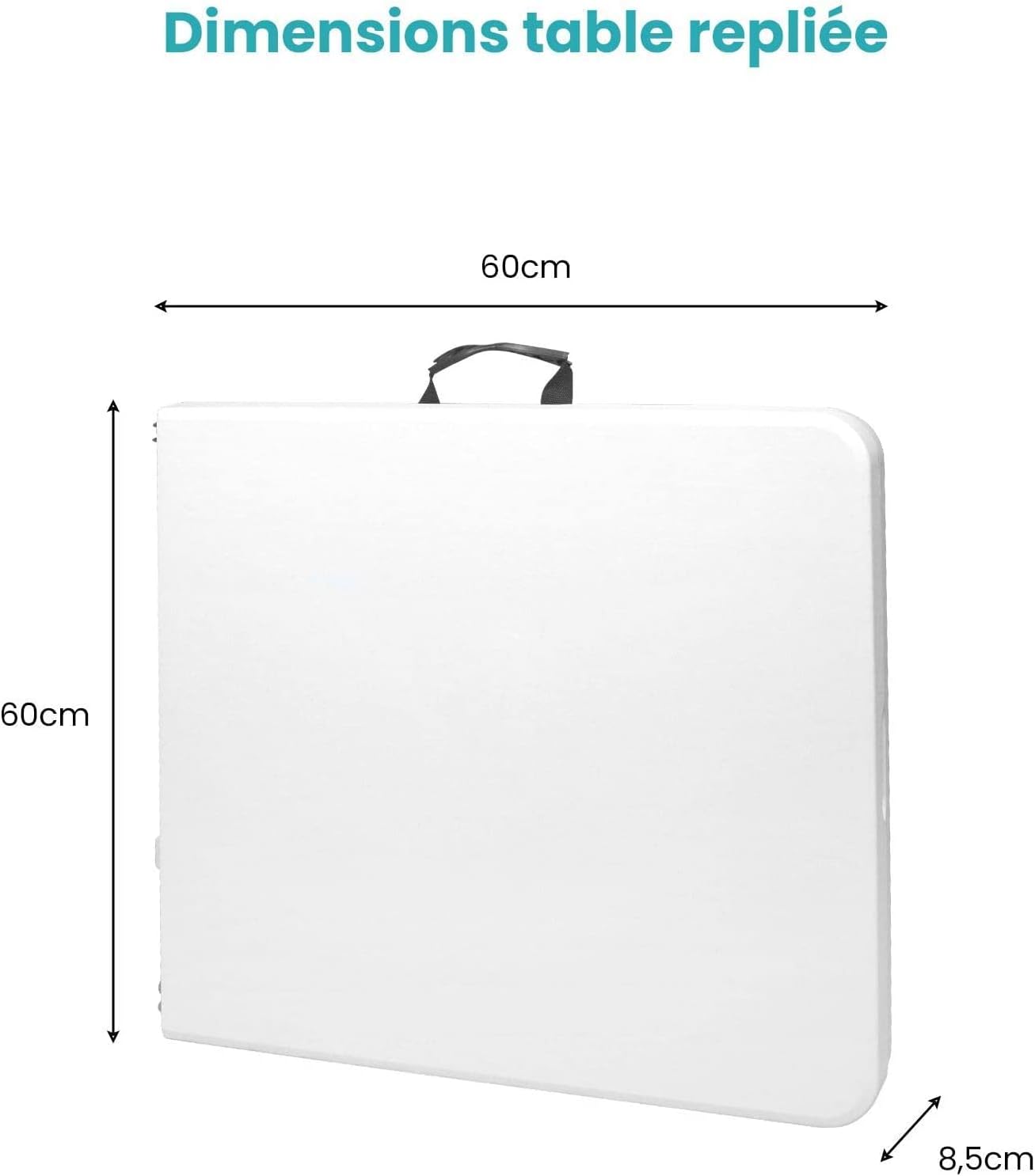 Rectangular Folding Table - 120x60x74cm HDPE 3.5cm Thick,120cm White