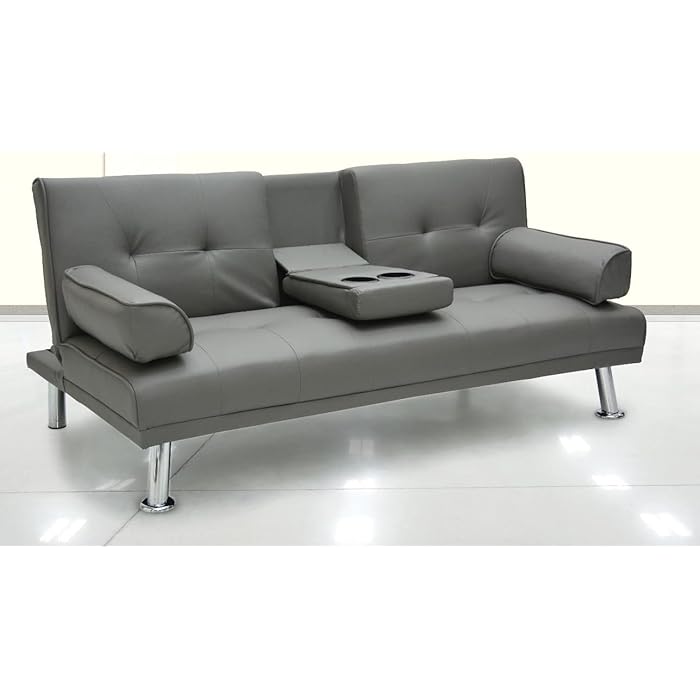 Modern Heavy Duty 3 Seater Leather Sofa bed With Arm Rest-GCC Home Center