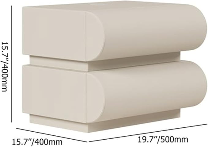 Modern Bedside Table for Bedroom, Leather Bedside Table with 2 Solid Wood Drawers - White-GCC Home Center