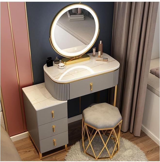 Makeup Table Dressing Table, Flip Mirror With Drawers And Chair - 70 CM-GCC Home Center