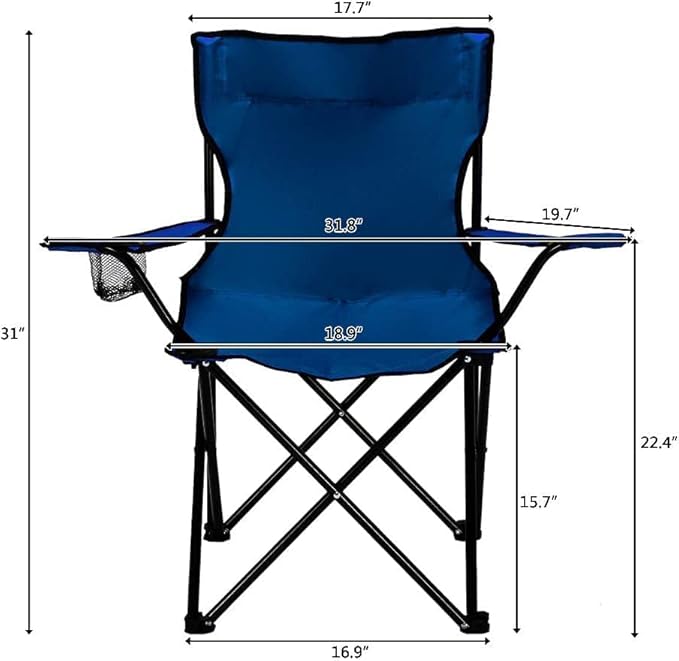 2 Pcs Portable Folding Beach Chair Multi-Purpose Camping Chair for Adult, Lightweight Patio Chair for Outdoor, Supports 110kgs Load With Carry Bag-GCC Home Center