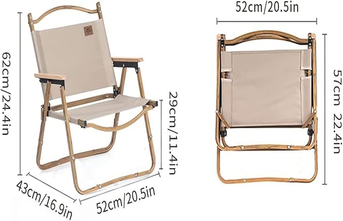 Camping Chair, Folding Outdoor Beach Chair with Wooden Handle Aluminum Bracket-GCC Home Center